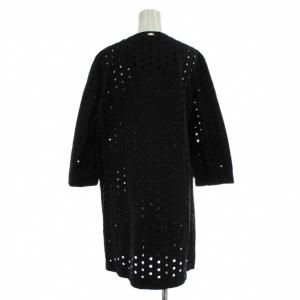 HERNO ノーカラージャケット カットアウト 刺繍 ジップアップ 46 XL 黒 ブラック /XZ GY35