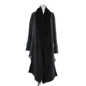 カーディガン ウール 長袖 前開き 40 M-L グレー 黒 ブラック /XZ GY35