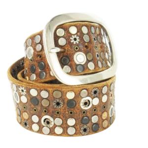 ベルト レザー 革 スタッズ ハトメ アメカジ 80 32 茶 ブラウン /CK25 GY35