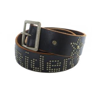HOLLYWOOD TRADING CO スタッズベルト バックボーン レザー ロゴ スター 38 黒