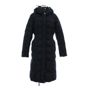 ダウンコート アウター ロング フード ジップアップ XS 紺 ネイビー /XZ GY35