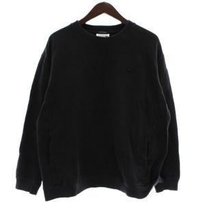 トレーナー スウェット 鹿の子 長袖 クルーネック ロゴ ワッペン S 黒 ブラック SH714PM /XZ
