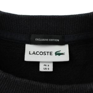 LACOSTE トレーナー スウェット 鹿の子 長袖 クルーネック ロゴ ワッペン S 黒 ブラック SH714PM /XZ