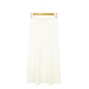 Theory CREPE KNIT PIB FLUITED SK ロングスカート セミフレア リブニット ストレッチ