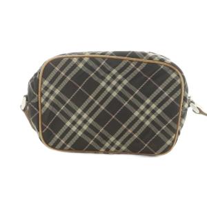 BURBERRY BLUE LABEL カメラバッグ ショルダーバッグ 斜めがけ レザー キャンバス チェック柄 ロゴ 茶 ブラウン GY43