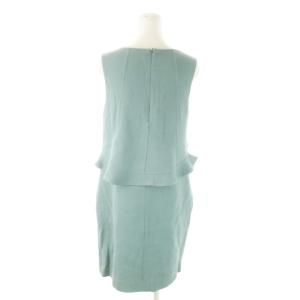 EMPORIO ARMANI ワンピース ひざ丈 Vネック ノースリーブ フリル ペプラム 44 L 緑 グリーン /AO13 GY99