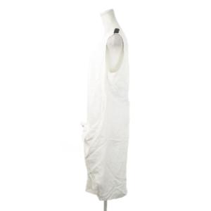 EMPORIO ARMANI JEANS ノースリーブワンピース ひざ丈 リネン混 麻 ワンポイント リボン 40 L 白 ホワイト