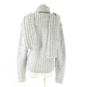 MAX MARA WEEKEND LINE ニットカーディガン 襟付き ビッグカラー 長袖 ミックスカラー マフラー付き M 青 ブルー /AO17
