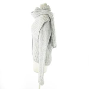 MAX MARA WEEKEND LINE ニットカーディガン 襟付き ビッグカラー 長袖 ミックスカラー マフラー付き M 青 ブルー /AO17