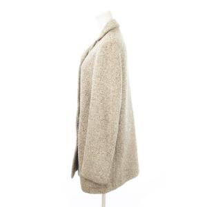 JIL SANDER ツイードコート ダブル ロング丈 ウール シルク混 絹 ミックスカラー 38 M 茶 ブラウン /AH25