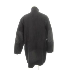 GIORGIO ARMANI コート スタンドカラー ドローコード エルボーパッチ ウール 42 M 黒 ブラック /AH26 GY99