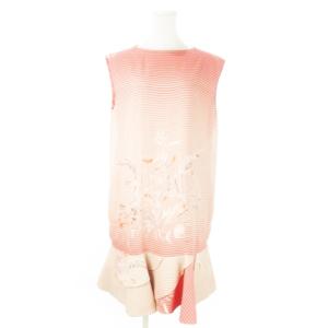 シルクワンピース ひざ丈 ボートネック ノースリーブ 絹 フリル 花柄 ストライプ 総柄 大きいサイズ