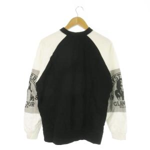 HYSTERIC GLAMOUR Tシャツ カットソー ロンT クルーネック ラグラン 配色 ガールプリント ワッペン M 黒 ブラック