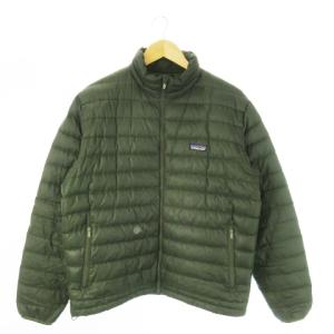 ダウンジャケット スタンドカラー ジップアップ ロゴ アウトドア M 緑 カーキ /AO12 GY35