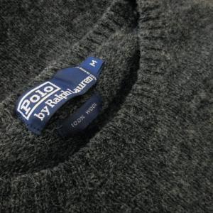 Polo by Ralph Lauren ニット セーター クルーネック 丸首 長袖 ウール ポニーロゴ刺繍 ワンポイント M グレー /CK7