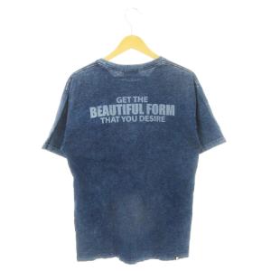 HYSTERIC GLAMOUR 半袖Tシャツ ラウンドネック ガールプリント ロゴ ポケット インディゴ染め S 青 ブルー /AH7