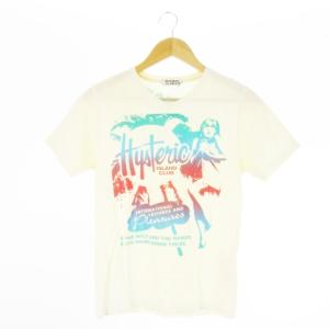 Tシャツ Vネック 半袖 ガールプリント ロゴ グラデーション S 白 アイボリー /CK17 GY35