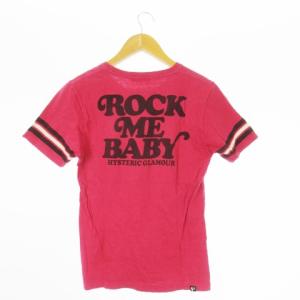 HYSTERIC GLAMOUR Tシャツ クルーネック 丸首 半袖 ガールプリント ロゴ ライン S ピンク /CK19 GY35