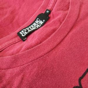 HYSTERIC GLAMOUR Tシャツ クルーネック 丸首 半袖 ガールプリント ロゴ ライン S ピンク /CK19 GY35