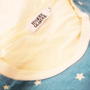HYSTERIC GLAMOUR Tシャツ ラウンドネック 七分袖 星 スター ガールプリント ボーダー レインボー S 白 アイボリー