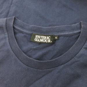HYSTERIC GLAMOUR 半袖Tシャツ ラウンドネック ガールプリント ロゴ ライン S 紺 ネイビー ピンク /AH12 GY35