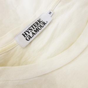 HYSTERIC GLAMOUR Tシャツ クルーネック 丸首 半袖 ガールプリント ロゴ 星 スター ライン M 白 アイボリー /CK18