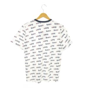 HYSTERIC GLAMOUR 半袖Tシャツ ラウンドネック ロゴ 総柄 コットン M 白 ホワイト /AH11 GY35