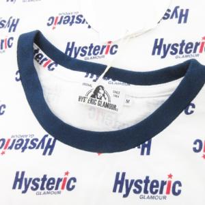 HYSTERIC GLAMOUR 半袖Tシャツ ラウンドネック ロゴ 総柄 コットン M 白 ホワイト /AH11 GY35