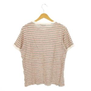 HYSTERIC GLAMOUR Tシャツ カットソー パイル ラウンドネック 半袖 ガールプリント ロゴ ボーダー S 赤 レッド /MN1