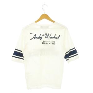 ANDY WARHOL by HYSTERIC GLAMOUR 五分袖Tシャツ ラウンドネック アンディーウォーホル プリント ライン S 白 ホワイト /AH9 GY35