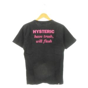 HYSTERIC GLAMOUR 半袖Tシャツ ラウンドネック ガールプリント ロゴ S 黒 ブラック ピンク /AH14 GY35