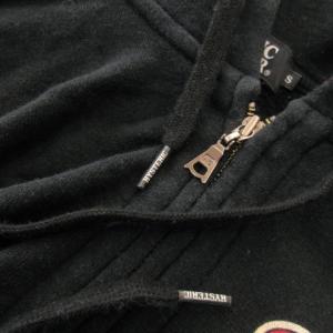 HYSTERIC GLAMOUR ジップパーカー フーディ ロゴ プリント 裏パイル 麻 リネン混 S 黒 ブラック /CK11 GY35