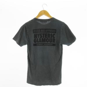 HYSTERIC GLAMOUR Tシャツ クルーネック 丸首 半袖 ガールプリント ロゴ ヴィンテージ加工 M チャコール グレー /CK16