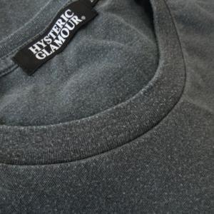 HYSTERIC GLAMOUR Tシャツ クルーネック 丸首 半袖 ガールプリント ロゴ ヴィンテージ加工 M チャコール グレー /CK16