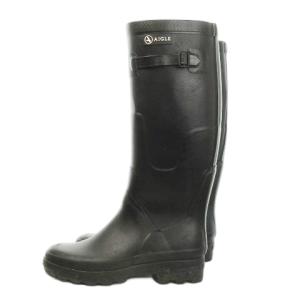 ラバーブーツ レインブーツ 長靴 ロゴ ベルトデザイン アウトドア 40 25cm 黒 ブラック /MN1