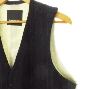 08sircus ベスト ジレ 前開き ウール 切り替え ストライプ リボン 3/50 L 紺 ネイビー /AH12 GY35