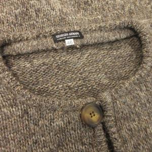 GIORGIO ARMANI ニットカーディガン ラウンドネック 長袖 ウール アルパカ混 46 M 茶 ブラウン /AH13 GY35