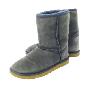 CLASSIC SHORT ムートンブーツ ミドル丈 ボア ステッチ ロゴ 8 25.0cm 紺 ネイビー