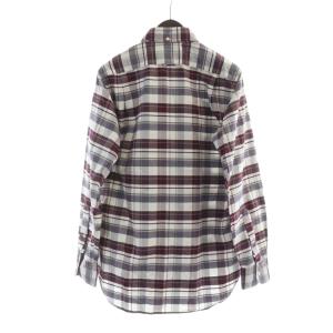 THOM BROWNE 長袖シャツ ステンカラー ボタンダウン ロゴ チェック柄 3 赤 レッド 白 ホワイト GY35 /MQ