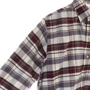 THOM BROWNE 長袖シャツ ステンカラー ボタンダウン ロゴ チェック柄 3 赤 レッド 白 ホワイト GY35 /MQ