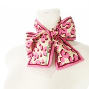 LOUIS VUITTON バンドー リボンスカーフ シルク レオパード ピンク
