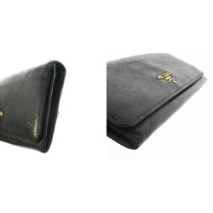PRADA 長財布 ロングウォレット 小銭入れあり サフィアーノレザー 革 フラップ ロゴ 黒 ブラック /CK24