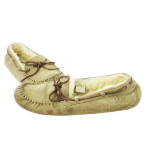 UGG australia OLSEN モカシン デッキシューズ スエード リボン ムートン ロゴ 11 29.0cm カーキ /CK12