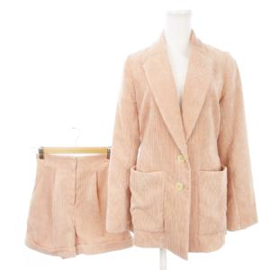 セットアップ 上下 テーラードジャケット ショートパンツ キュロット コーデュロイ 太畝 F ピンク ベージュ