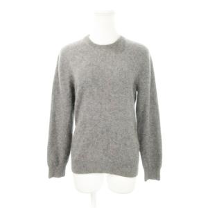 ニット セーター クルーネック 長袖 カシミヤ 無地 M グレー /AH23 GY99
