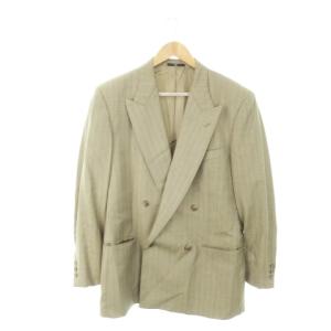 VALENTINO GARAVANI ダブルスーツ セットアップ 2点セット テーラードジャケット 総裏地 スラックス ストライプ 緑 グリーン