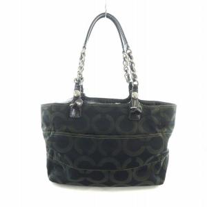 COACH トートバッグ ハンド キャンバス レザー オプアート ロゴ 黒 ブラック 14133 GY18 /KW