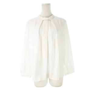 アクセサリー付きブラウス 長袖 タイデザイン 白 ホワイト /CK27 GY99