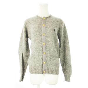 カーディガン ニット クルーネック 丸首 長袖 ポニーロゴ刺繍 金ボタン M グレー /CK27 GY99