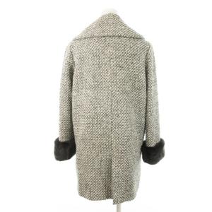 SNIDEL ショールカラーコート ツイード ダブル ミドル丈 ラビットファー付き 0 XS グレー /MN7 GY99